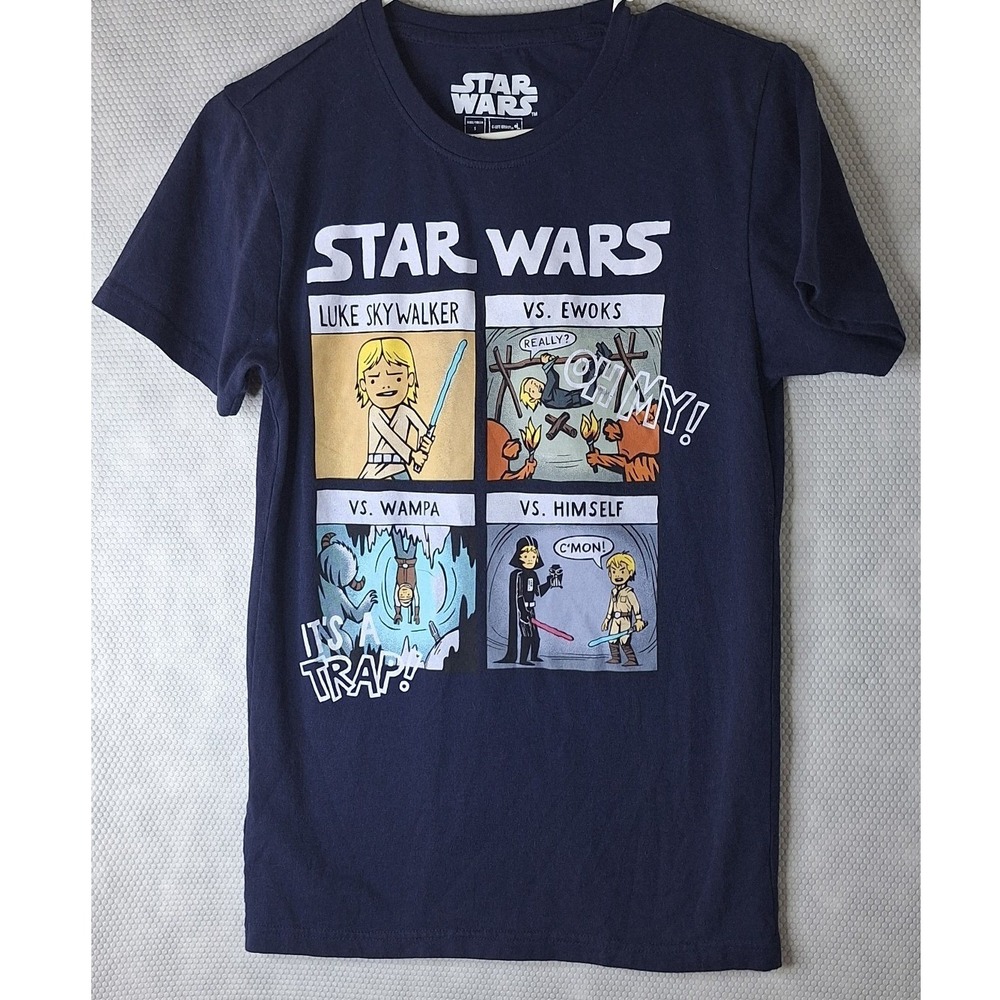 Star Wars Luke Skywalker vs Ewoks vs Wampa vs Himself T-Shirt Mens SIze Small